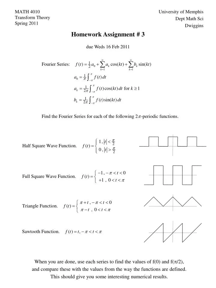 math 4010 transform theory spring 2011