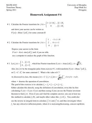 MATH 4010 Transform Theory Spring 2011