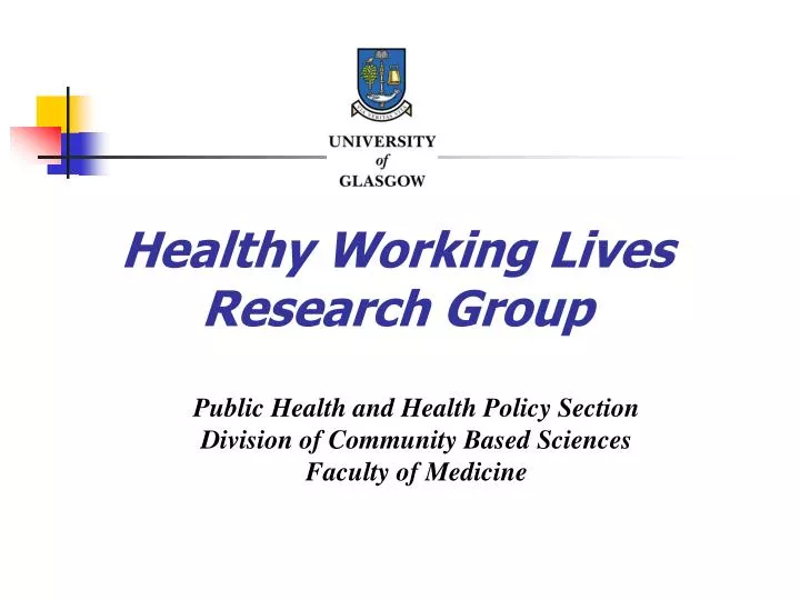 healthy working lives research group