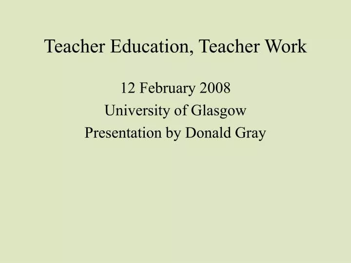teacher education teacher work