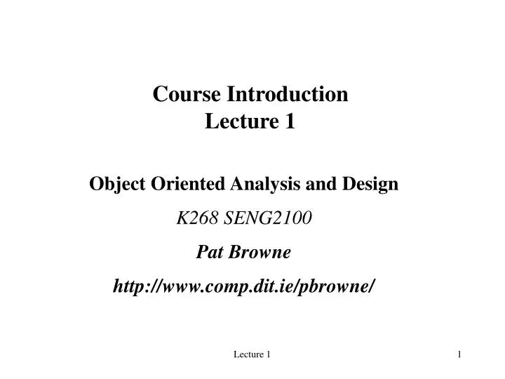 course introduction lecture 1