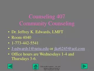 Counseling 407 Community Counseling