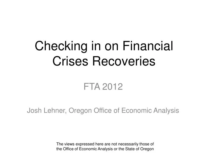 checking in on financial crises recoveries