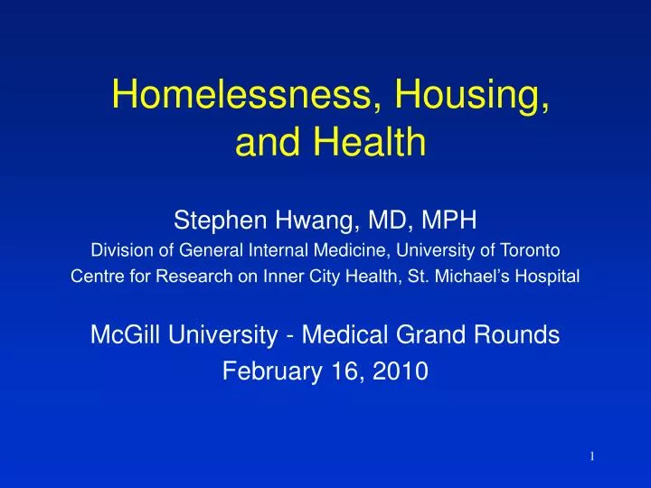 homelessness housing and health