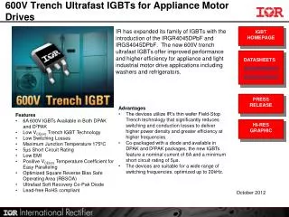 600V Trench Ultrafast IGBTs for Appliance Motor Drives