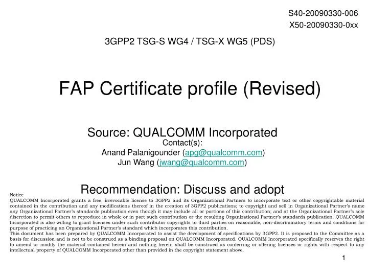 fap certificate profile revised
