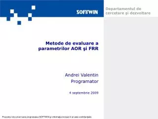 metode de evaluare a parametrilor aor i frr