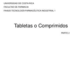 tabletas o comprimidos