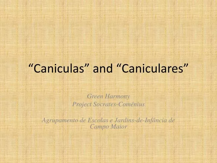 caniculas and caniculares