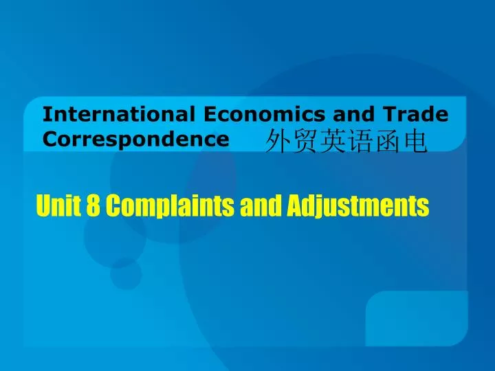 international economics and trade correspondence