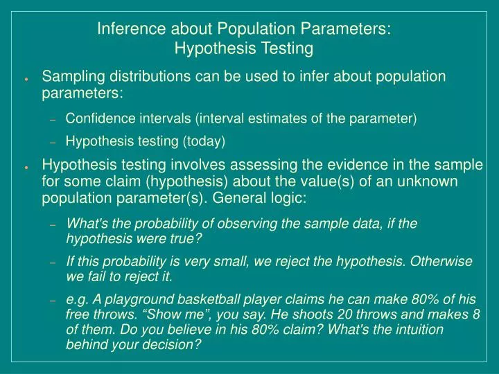 inference about population parameters hypothesis testing