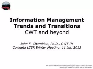 Trends in Data Openness and Availability NSF Memo regarding Data Management Plans: