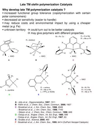 Late TM olefin polymerization Catalysts