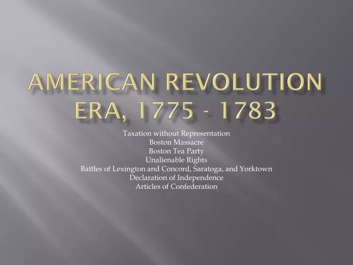 american revolution era 1775 1783