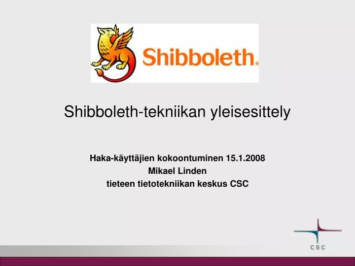 shibboleth tekniikan yleisesittely