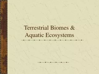 Terrestrial Biomes &amp; Aquatic Ecosystems