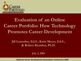 Evaluation of an Online Career Portfolio: How Technology Promotes Career Development