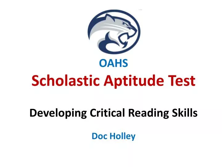 oahs scholastic aptitude test developing critical reading skills