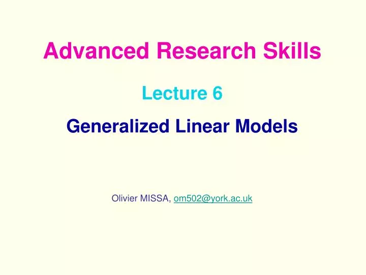 lecture 6 generalized linear models