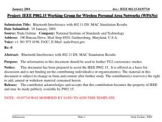 Project: IEEE P802.15 Working Group for Wireless Personal Area Networks (WPANs)