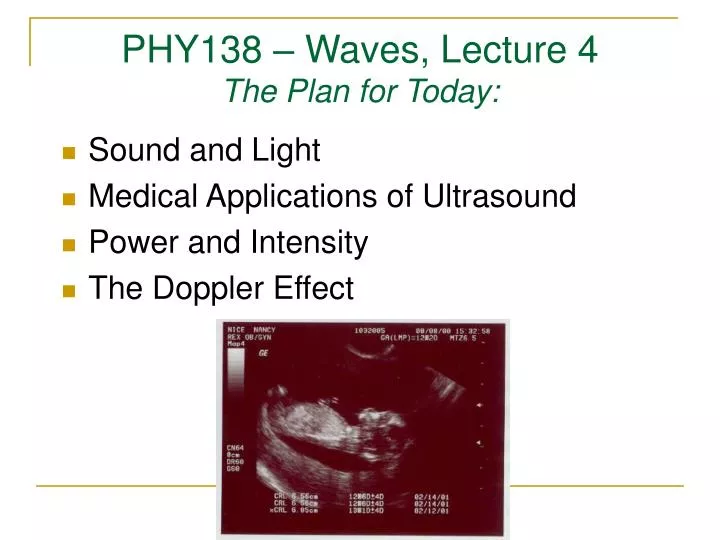 phy138 waves lecture 4 the plan for today
