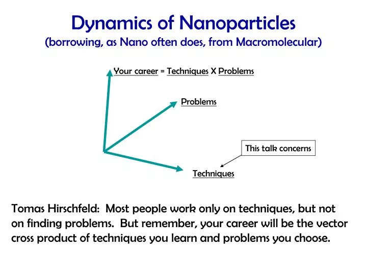 dynamics of nanoparticles borrowing as nano often does from macromolecular