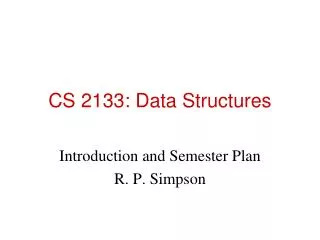 CS 2133: Data Structures