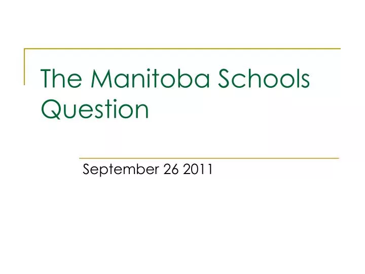 the manitoba schools question
