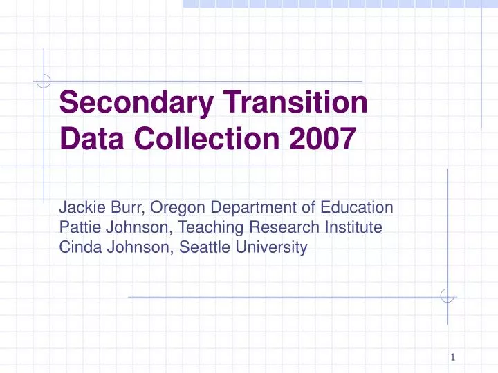 secondary transition data collection 2007