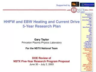 HHFW and EBW Heating and Current Drive 5-Year Research Plan