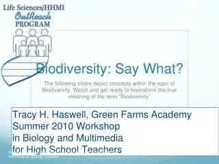 Biodiversity: Say What?