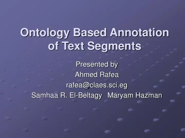 ontology based annotation of text segments