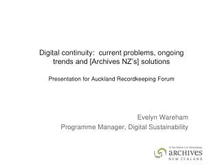 Evelyn Wareham Programme Manager, Digital Sustainability