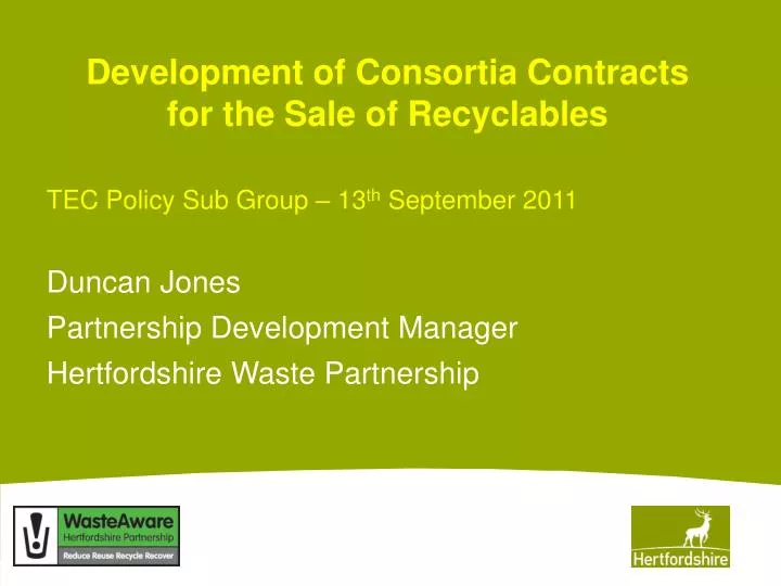 development of consortia contracts for the sale of recyclables