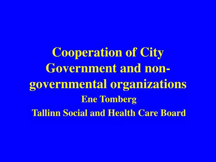 cooperation of city government and non governmental organizations