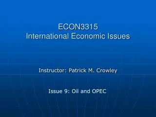 ECON3315 International Economic Issues