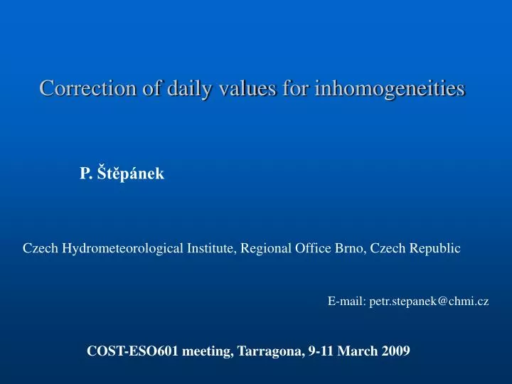 correction of daily values for inhomogeneities