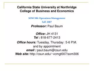 California State University at Northridge College of Business and Economics