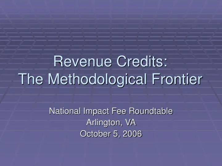 revenue credits the methodological frontier