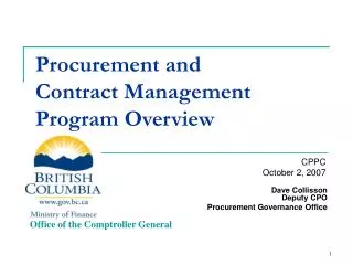 Procurement and Contract Management Program Overview