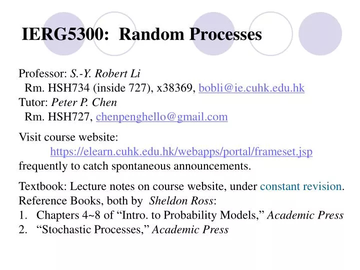 ierg5300 random processes
