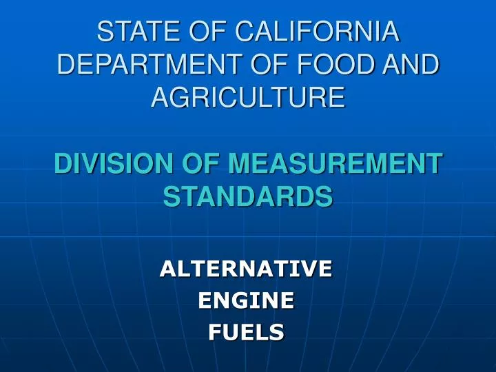 state of california department of food and agriculture division of measurement standards