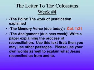 The Letter To The Colossians Week #4