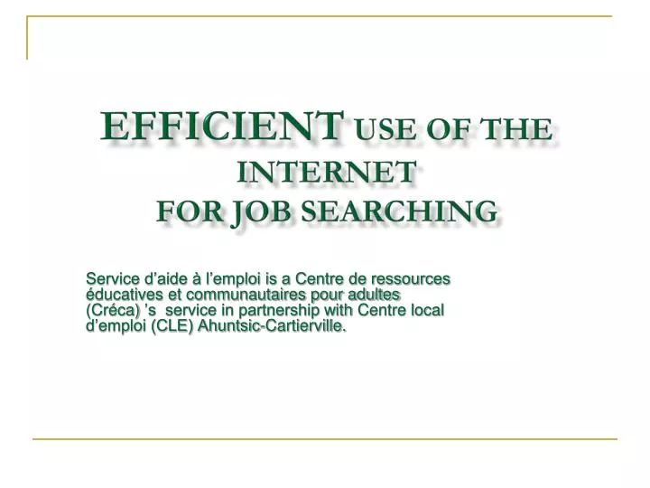 efficient use of the internet for job searching