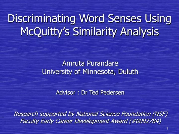 discriminating word senses using mcquitty s similarity analysis
