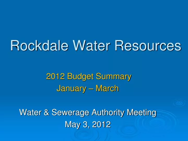 rockdale water resources