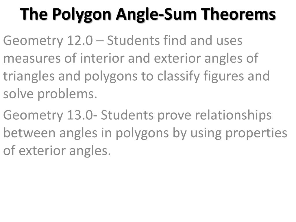 PPT - The Polygon Angle-Sum Theorems PowerPoint Presentation, free ...