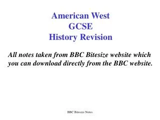 American West GCSE History Revision