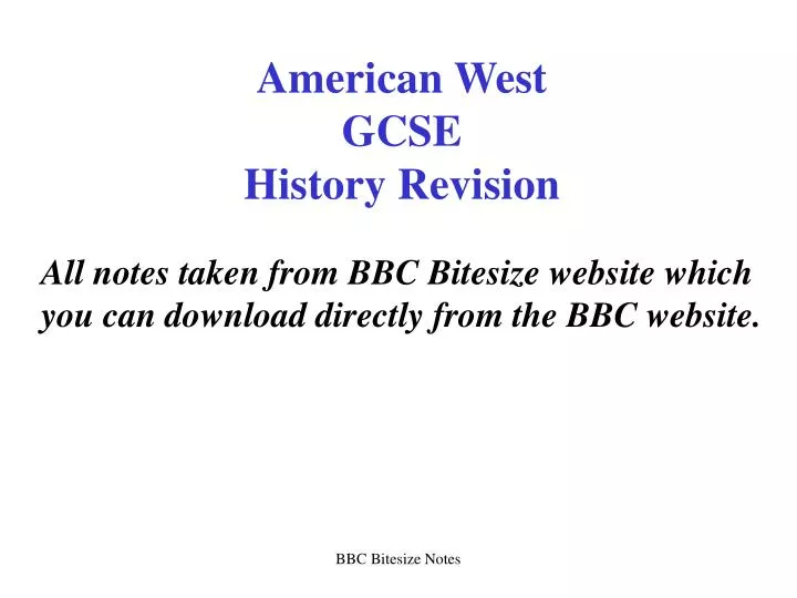 american west gcse history revision