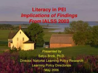 Literacy in PEI Implications of Findings From IALSS 2003